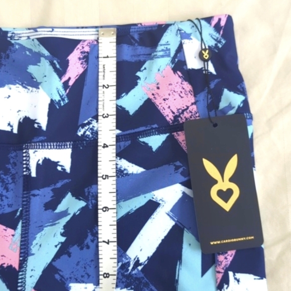 Athletic leggings, blue pink print, yoga pants, athliesurewear, medium - Picture 8 of 9